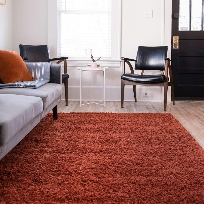 Unique Loom Solid Shag Collection Area Rug (3' 1" x 5' 3" Rectangle, Terracotta)