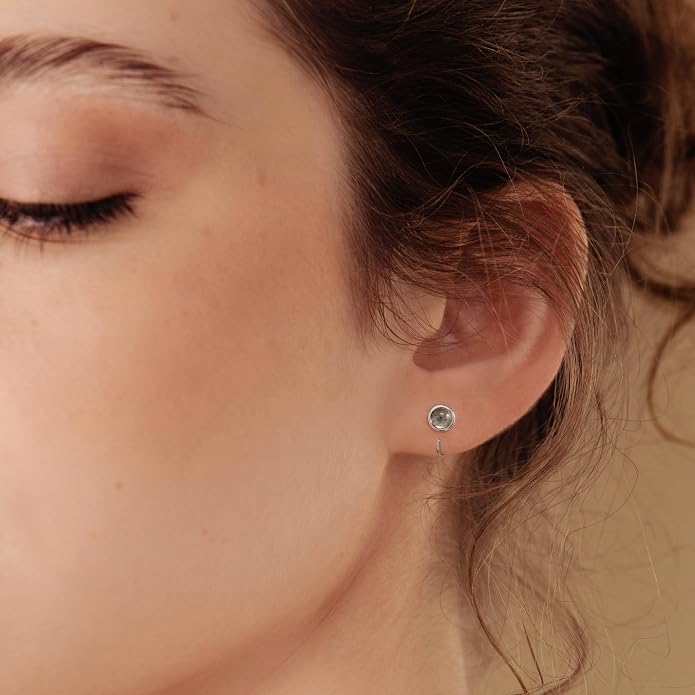 CHIC & ARTSY 925 Sterling Silver Half Hoop Earrings for Women, Dainty Huggie Hoops with Synthetic Opal, Moonstone, CZ & Gemstones, Lightweight Comfort Fit Everyday Elegant Jewelry
