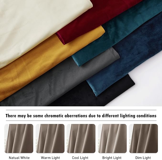 RYB HOME Taupe Velvet Curtains for Bedroom Living Room, Thermal Insulated Privacy UV Heat Blocking Luxurious Soft Rod Pocket Back Tab Drapes for Nursery, 42" W x 63" L, 2 Panels