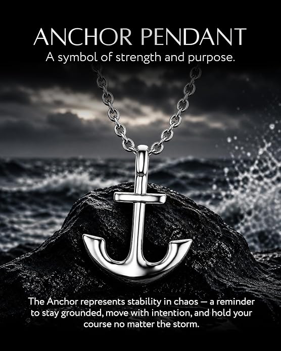 RTZN® Pendant Necklace for Men – Premium Stainless Steel Silver Pendant Necklace with 22" Chain – Waterproof & Non-Tarnish Small Pendants for Men – Bold Symbols of Strength & Legacy