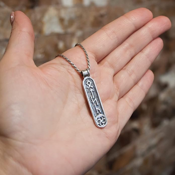 Viking Rune Formula Pendant Necklace for Men Women - 925 Sterling Silver - Norse Nordic Celtic Jewelry - Runes Protection Amulet - Matching Necklaces for Couples - Handmade