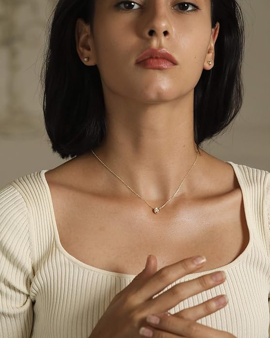 S.Leaf 18K Gold Plated Cubic Zirconia Choker Necklace for Women 925 Sterling Silver Layered Coin Moon Star Heart Circle Crystal Lariat Pendant Necklaces Gifts for Women Trendy