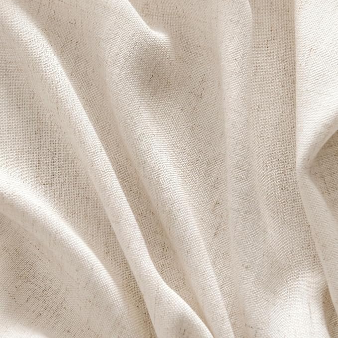 MIULEE Non-See-Through Privacy Linen Curtains 52W x 90L Inch Birch | 2 Panels, Light Filtering, Semi Sheer Window Curtains, Farmhouse Textured, Back Tab Drapes for Bedroom Living Room