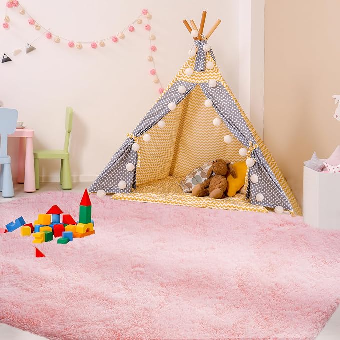 Fluffy 8x10 Area Rug Living Room: Shag Pink Area Rugs for Bedroom- Large Plush Soft Rugs for Living Room- Fuzzy Modern Carpets for Bedroom, Kids Room Decor (Pink, 8x10Feet)