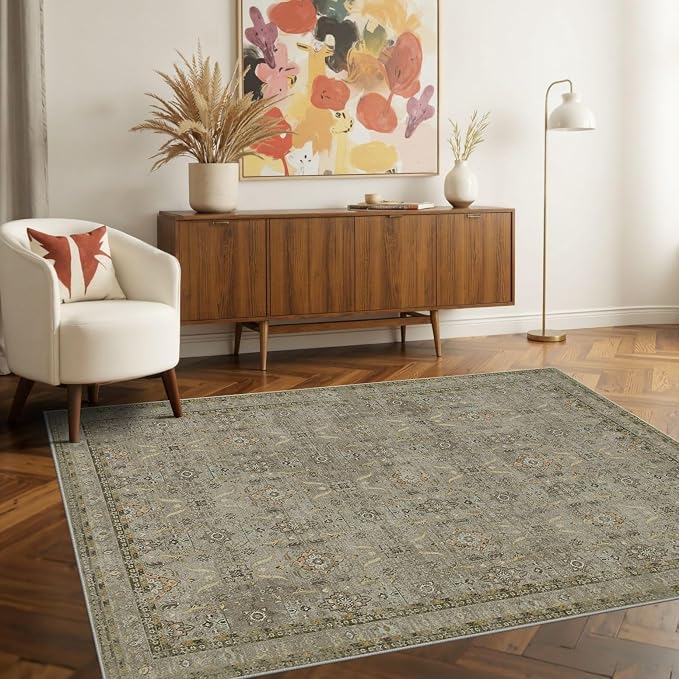 Rugxara 3x5 Rug for Entryway Bedroom Washable Area Rugs Carpet, Olive Brown