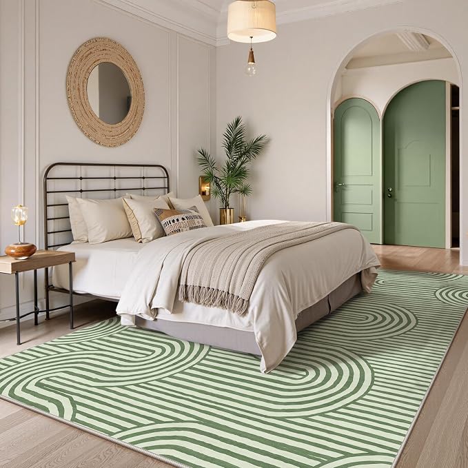 Lahome Modern Classroom Rug 8x10 Area Rugs,Green Rugs for Kids Playroom | Non-Slip Soft Rugs for Living Room,Ultra-Thin Bedroom Rug Washable,Non-Shedding Large Carpet for Office Dining Room Alba