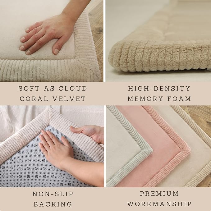 Hakuna Matte CloudSoft Baby Play Mat for Floor 40" x 60" Beige | Coral Velvet high-density foam Rug for Crawling & Cozy Play – Non-Slip, Water-Resistant, Easy-CareTummy Time Mat