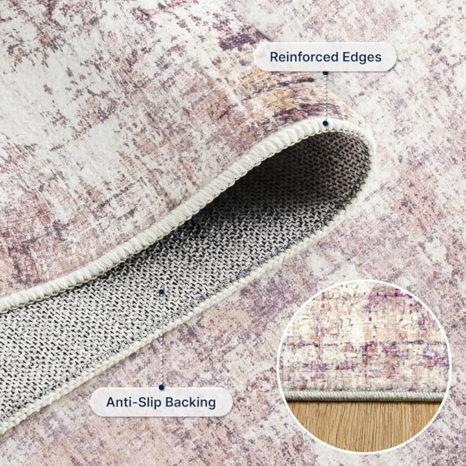 2x6 Rug for Entryway Hallway-No Slip Soft Carpets Modern Abstract Indoor Floor Stain Resistant Carpet for Bedroom Dining Room Farmhouse Nursery Home Office Pink