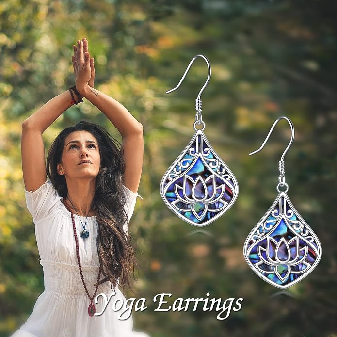 POPLYKE 925 Sterling Silver Tree of Life Dangle Earrings for Women Fashion Abalone Shell Jewelry Gifts for Mom Sister Friend Birthday