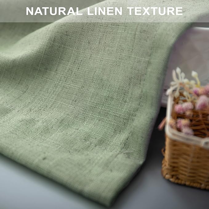 Light Sage Curtains 72 Inch Length for Bedroom 2 Panel Set Back Tab Rod Pocket Drapes Semi Sheer Light Filter Linen Woven Textured Olive Green Curtain for Living Room Dividing Closet Door 52x72 Long
