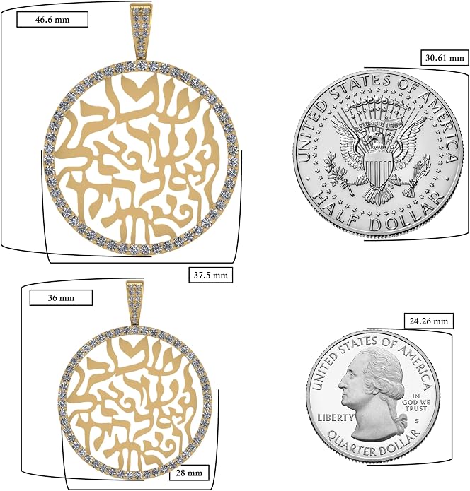 Central Diamond Center Shema Israel Full Hebrew Prayer Pendant Necklace in Solid Sterling Silver