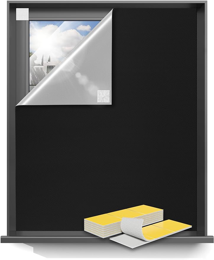 Sumobaby 114"x60" Portable Blackout Curtains, Black out Blinds for Windows with Hook & Loop Tapes,100% Blackout Window Shades, Window Curtains Easy to Cut Fit for Bedroom, TV Room and Baby Room(Black)