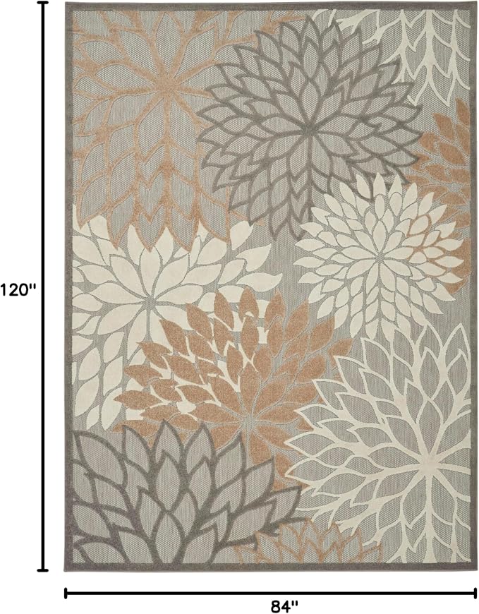 Nourison Home Aloha Natural 7' x 10' Area Rug - Easy Clean, Non Shedding, Bed Room, Living Room, Dining Room, Kitchen (7' x 10')