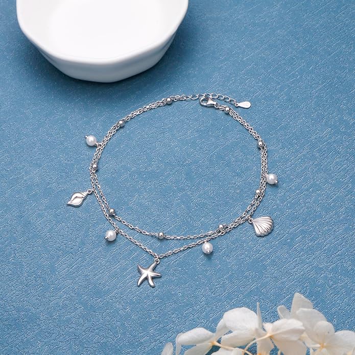 S925 Sterling Silver Ankle Bracelets Butterfly/Evil Eye/Anchor/infinity/Beach Anklet for Women Opal Moonstone Foot Chain Beach Jewelry