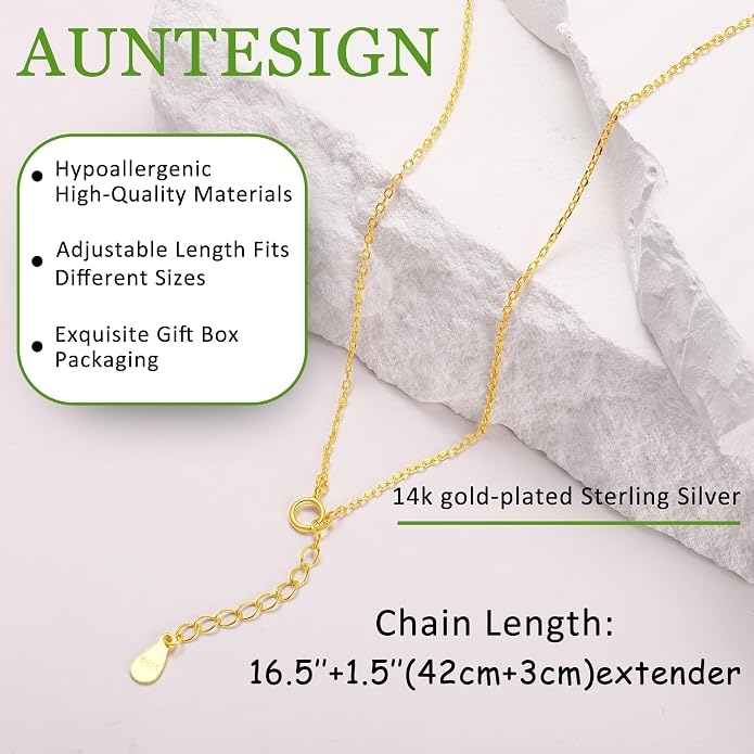 AUNTESIGN Forget-Me-Not and Queen Anne's Lace Pressed Wildflower Necklace | Birth Month Flowers Necklace | Gold/Silver Pressed Flower Jewelry | Mother's Day | Gift For Her