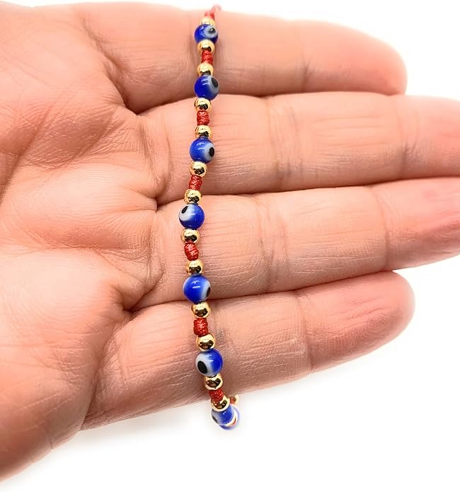 Dainty Evil Eye Adjustable Unisex Bracelet Kabbalah Red String Amulet Nazar