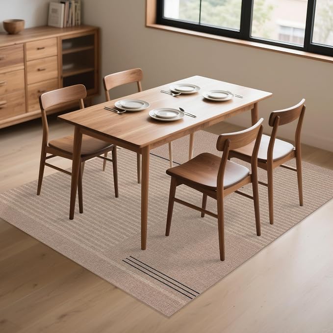 Easy Jute Rug for Pet Homes: 5x7 Outdoor Rug - Beige Woven | Washable Design Cuts Your Cleaning Time by 75% and Maintain Shape and Texture after 50 Washes