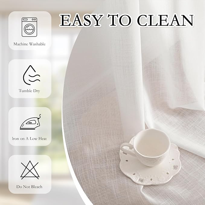 MYSKY HOME White Curtains 84 Inches Long for Living Room, Semi Sheer Curtains & Drapes for Doorways Sliding Glass Door Soft Touch Light Filtering Window Treatment 1 Panel, 100" Wide per Panel, White