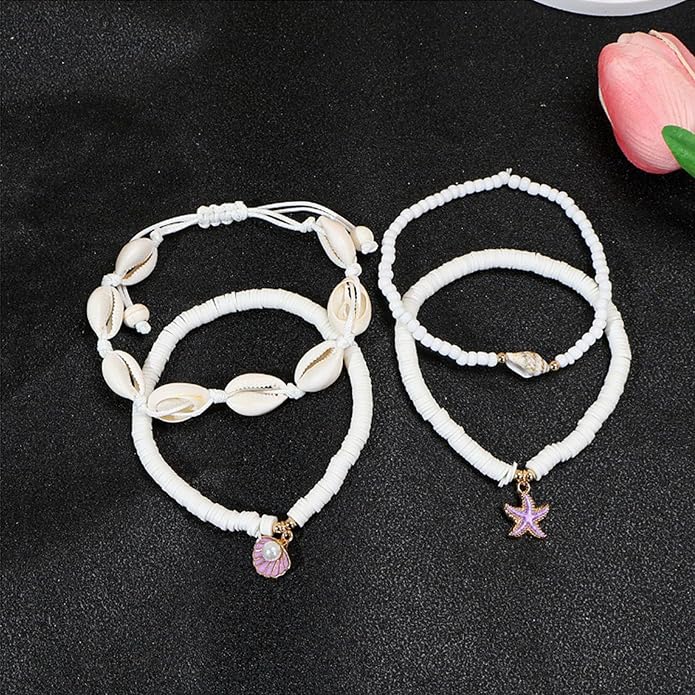 Anklet Bracelets for Women Boho Beaded Layered Ankle Bracelets Stack Summer Beach Waterproof Jewelry