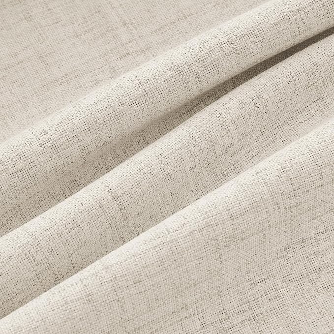 MIULEE 100% Blackout Linen Curtains 42 x 84 Inch Linen Beige 2 Panels | Thermal Insulated, Room Darkening Drapes for Bedroom Living Room, Back Tab Rod Pocket Pinch Pleated, Solid Luxury Decor