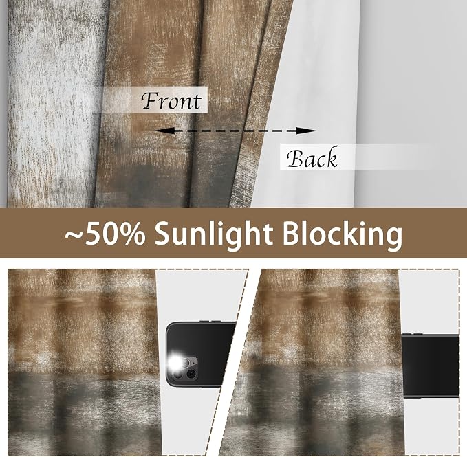 Asuexpect Abstract Curtains for Living Room 2 Panels Abstract Rust Curtain Room Darkening Grommet Window Drapes Modern Decorative Window Treatments for Bedroom, 42x63 Inches, Tan