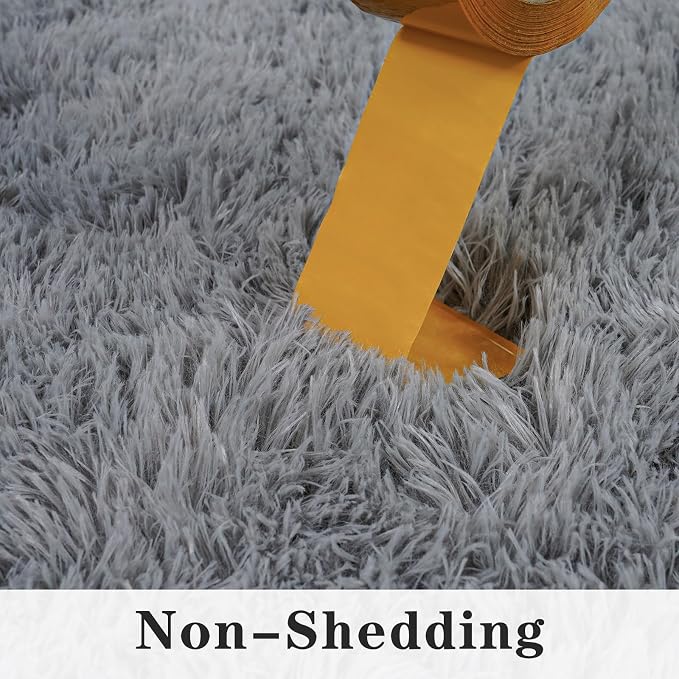 Dssimo 2x3 Small Grey Rug, Upgrade Non Slip Throw Bedside Area Rugs, | Soft Fluffy Shag Non-Slip Carpet for Kids,Girls Boys and Teens Decorations for Living Room Dorm Nursery Classroom