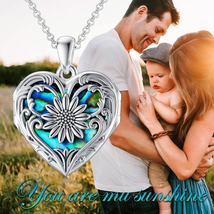 SOULMEET Personalized Silver Locket Necklace That Holds Pictures Photo Keep Someone Near to You, Memorial Custom Lockets Necklaces Letters Engraving for His Her