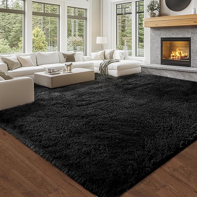 10x14 Black Carpet for Living Room – Extra Large Shag Rug | Extra Large Oversized - Soft Shaggy High Pile - Shaggy Big Mordern Decor