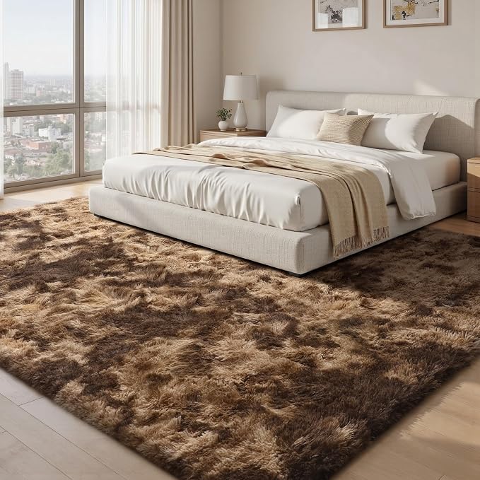Sour Lemon 10x14 Area Rugs for Bedroom Living Room, Large Fluffy Shag Rug | Shaggy Carpet, Soft Plush Furry Bedside Rugs, Anti Slip, Washable Area Modern Rugs Floor Mat for Kids Girls Boys Living Room