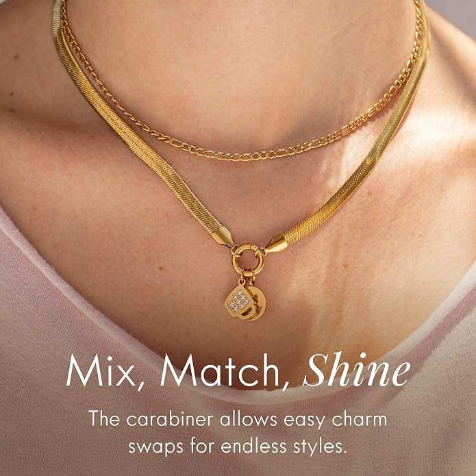 Destin Jewelry 18K Gold Plated Herringbone Necklace for Women and Men, Waterproof Flat Snake Chain, Stainless Steel Non Tarnish Layering Necklace