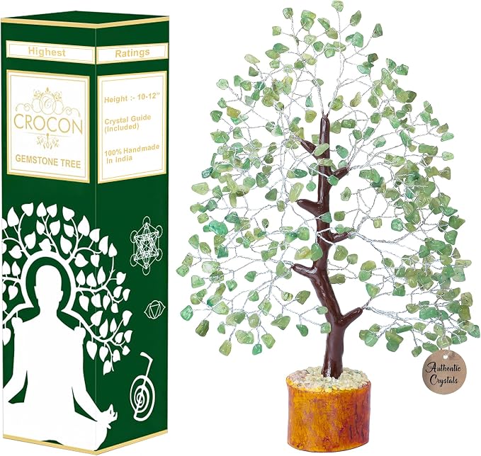 Crocon® Green Jade Crystals and Healing Stones Tree, Birthday Gifts for Women, Sister Birthday Gifts, Crystal Tree of Life for Positive Energy, Home Office Decor, Spiritual Gift for Women & Men