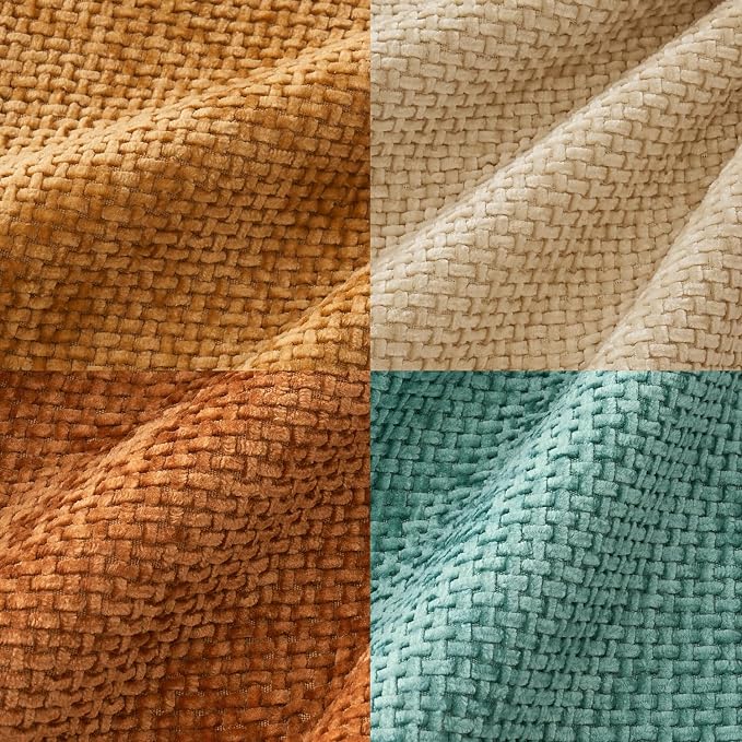 MIULEE Pack of 4 Orange/Teal Couch Throw Pillow Covers 18x18 Inch Yellow Green Soft Decorative Chenille Pillows Farmhouse Accent Cushions for Boho Fall Home Decor Sofa Bedroom Living Room