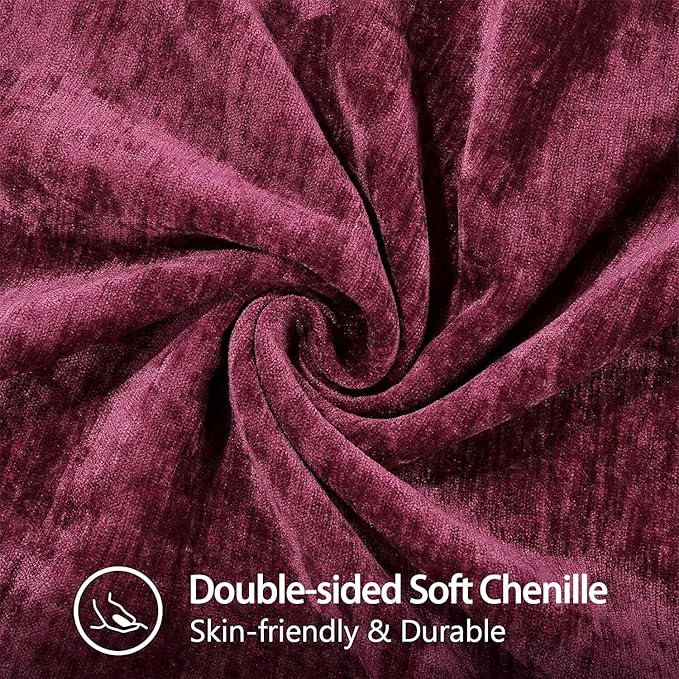decorUhome Soft Chenille Throw Pillow Covers 22x22 Set of 2 Rhododendron | Fall Textured Decorative Throw Pillow Cases Stitched Edge Modern Farmhouse Luxury Boho Velvet for Couch Sofa Bed Home Decor