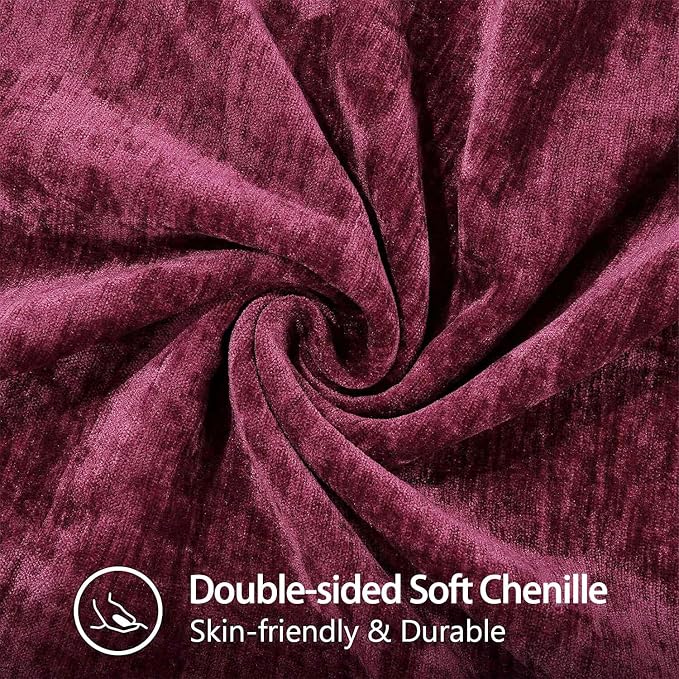 decorUhome Soft Chenille Throw Pillow Covers 24x24 Set of 2 Rhododendron | Fall Textured Decorative Throw Pillow Cases Stitched Edge Modern Farmhouse Luxury Boho Velvet for Couch Sofa Bed Home Decor