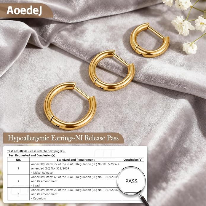 AOEDEJ G23 Titanium Black/Steel Gray/Gold Hoop Earrings 18G Small Huggie Hoop Earrings 8mm/10mm/12mm Cartilage for Sensitive Ears for Multiple Piercing Cartilage Hoop Earring Stack Jewelry