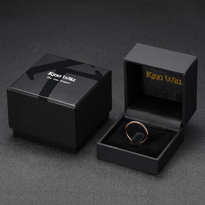 King Will Men's Women's Tungsten Carbide Ring 24k Gold Plated Rose Gold Plated Domed Polished Finish Wedding Band
