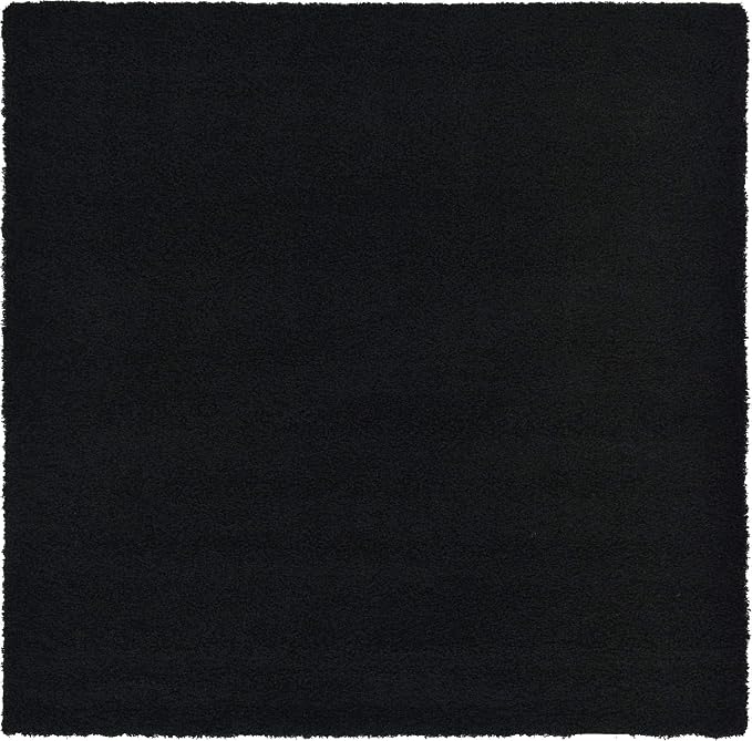 Unique Loom Solid Shag Collection Area Rug (8' Square, Jet Black)
