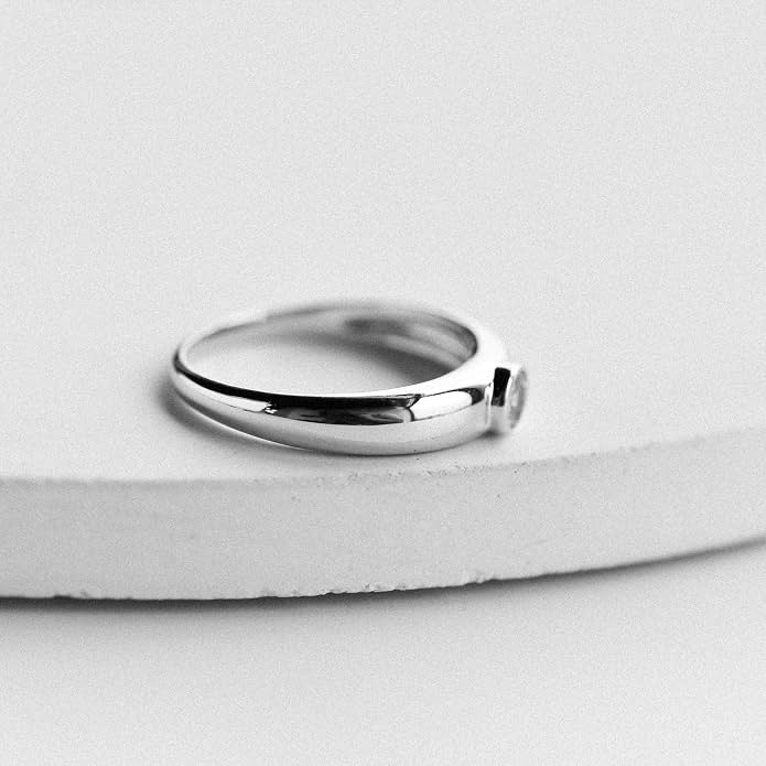 espere 14K Gold Thin Dome Ring for Women | Gold Pinky Ring Minimalist Signet Ring