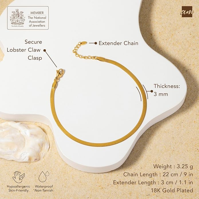 Amberta Silver Gold Waterproof Ankle Bracelets for Women | Boho Layered Anklets for Women | Summer Jewelry, Adjustable Ankle Chain Beaded Rope Heart