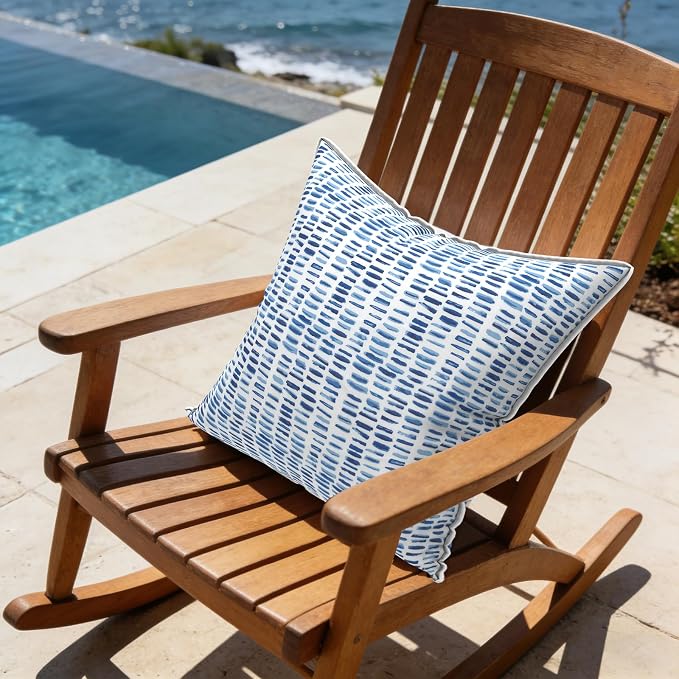 LVTXIII Set of 2 Patio Throw Pillows Waterproof 18"x18" Fade Resistant Outdoor Throw Pillows with Inserts, Fluffy Decorative Garden Toss Pillow Cushions for Home Patio Coach Sofa Use, Pebble Blue