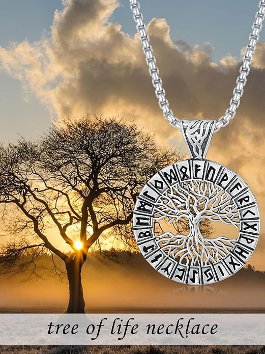 Viking Necklace for Men Women 925 Sterling Silver Norse Jewelry Fathers Mothers Day Anniversary Birthday Gifts for Mom Dad Husband Brother (with Gift Box)
