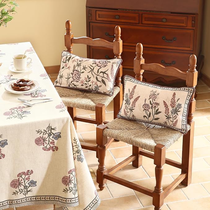 ISAENNE Designer Elegant Linen Throw Pillow Cover,Set of 4-Helena ABCD | French Cottage Pillow Cover,Concealed Zipper,Floral Pattern,Sofas,Bedroom,Living Room,Lounge Chairs,All Season Home Decor
