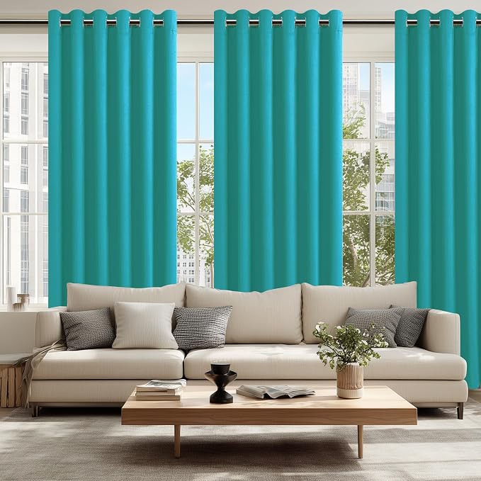 Hiasan Room Darkening Curtains for Bedroom, 70 x 84 Inches - Thermal Insulated & Energy Saving Window Drapes for Living Room/Dorm Room, Set of 2 Panels Sewn with Tiebacks, Peacock Teal