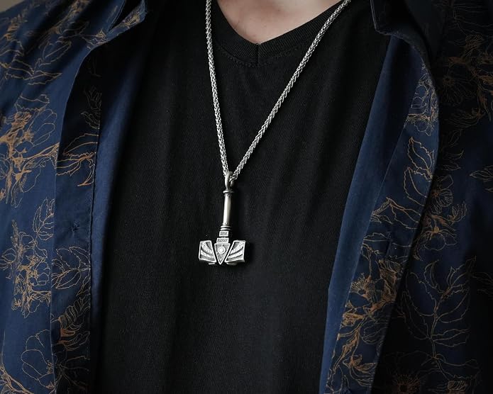Baldur Jewelry - Thors Hammer Necklace Pendant Mjölnir - Viking Norse Thor Hammer Pendant Viking Jewelry - Thor Necklace - Thor Gifts for Men - Viking Necklace for Men