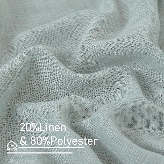 LAMIT Sheer Linen Curtains 63 inches Long for Bedroom, Back Tab and Rod Pocket Linen Drapes Light Filtering Semi Sheer Curtains for Small Window/Farmhouse, 2 Panels (38 x 63 Inch, Greyish Blue)