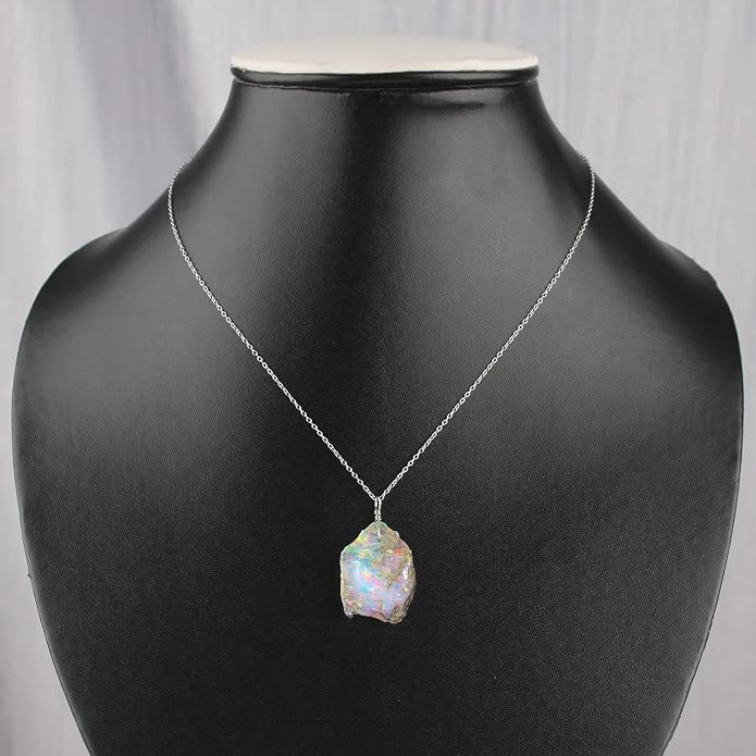 Natural Gemstone Pendant Necklace for Women Handmade Birthstone Healing Crystal Jewelry Chain 20" Stone Birthday Christmas Wedding Gifts for Her
