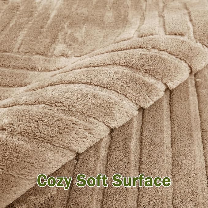 5x7 Solid Color Area Rugs, Brown Modern Geometric Rug, Living Room Rug, Durable Non-Slip Soft High-Low Pile, Fluffy Floor Rugs for Bedroom, Kids Room, Nursery, Home Décor, Light Brown