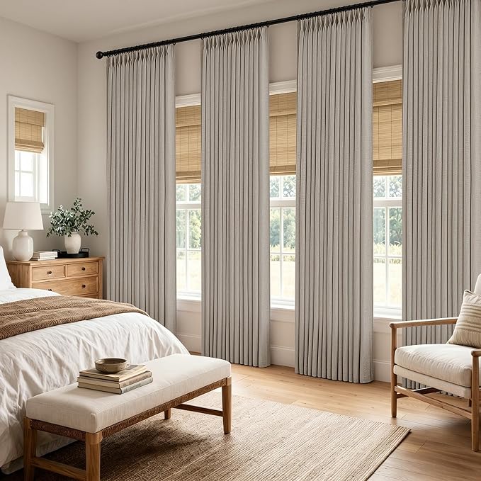 MIULEE 4 Panels Set Taupe Pinch Pleated Linen Curtains 102 Inches Long for Living Room Bedroom, Thick Drapes Pleat Back Tab Memory Trained Light Filtering Burlywood Brich Window Curtains with Hooks