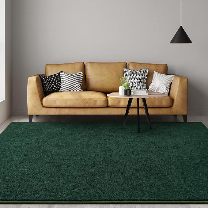 Gifeas Large Ultra Soft Modern Area Rugs for Living Room Bedroom, 5x8 Feet Deep Green Thickened Memory Foam Indoor Solid Minimalist Carpets, Non-Slip Comfy Rug for Boys Girls Nursery Room Home Decor