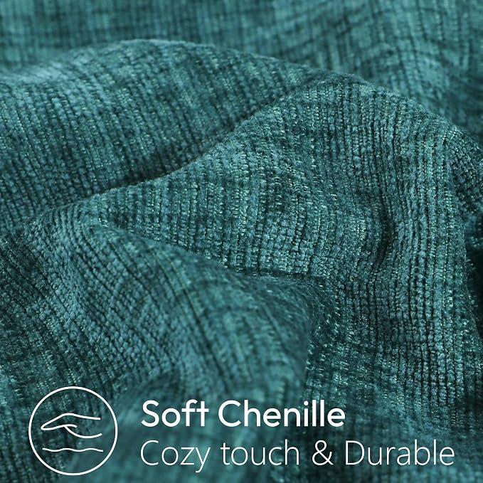 Stellhome Lumbar Chenille Throw Pillow Covers Set of 2 Super Soft Textured Decorative Pillow Covers Accent Solid Cushion Cover for Couch Sofa Bedroom Living Room 12x20 Inch, Teal